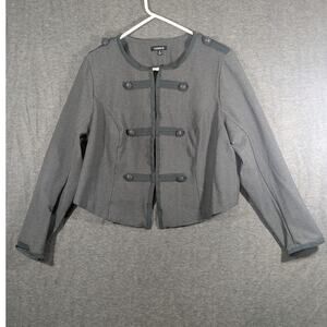 Torrid Women's Fitted Military Jacket Front Piping Buttons‎ Grey Size 2X